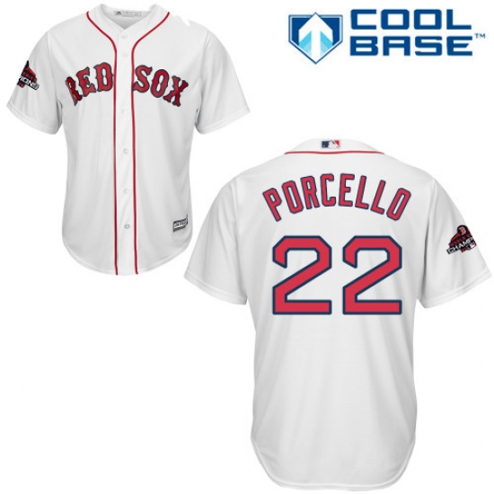 Youth Majestic Boston Red Sox #22 Rick Porcello Authentic White Home Cool Base 2018 World Series Champions MLB Jersey - Ujersey