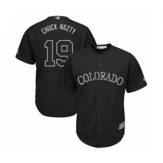 Men's Colorado Rockies #19 Charlie Blackmon  Chuck Nazty Authentic Black 2019 Players Weekend Baseball Jersey - Ujersey