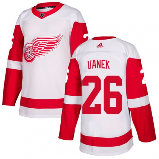 Men's Adidas Detroit Red Wings #26 Thomas Vanek Authentic White Away NHL Jersey - Ujersey