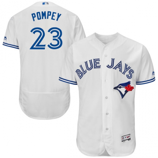 Men's Majestic Toronto Blue Jays #23 Dalton Pompey White Home Flex Base Authentic Collection MLB Jersey - Ujersey