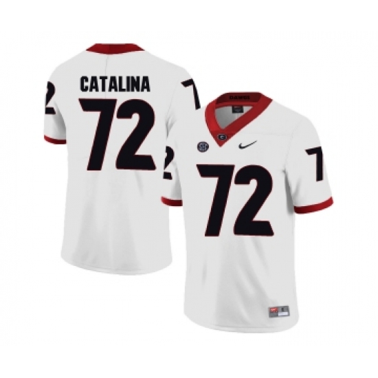 Georgia Bulldogs 72 Tyler Catalina White College Football Jersey - Ujersey