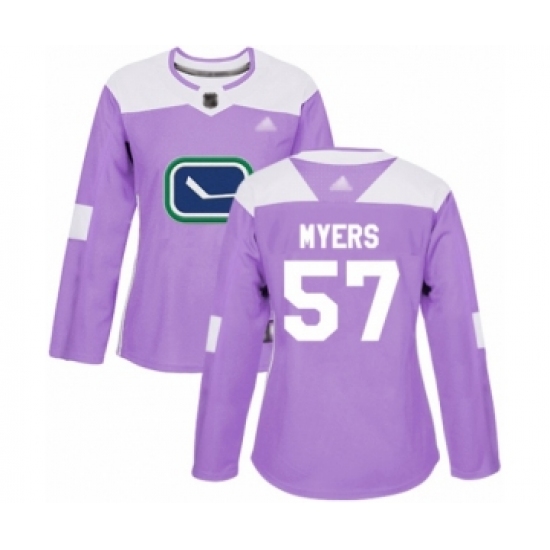 Women's Vancouver Canucks #57 Tyler Myers Authentic Purple Fights Cancer Practice Hockey Jersey - Ujersey