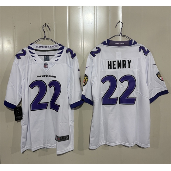 Men's Baltimore Ravens #22 Derrick Henry White 2026 Alternate Vapor Limited Football Stitched Jersey - Ujersey