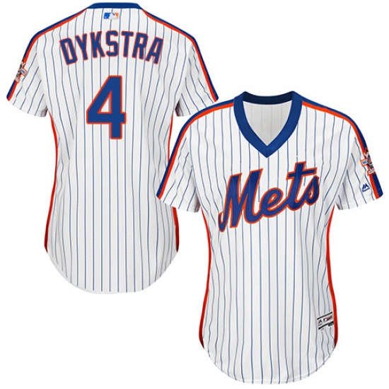 Women's Majestic New York Mets #4 Lenny Dykstra Authentic White Alternate Cool Base MLB Jersey - Ujersey