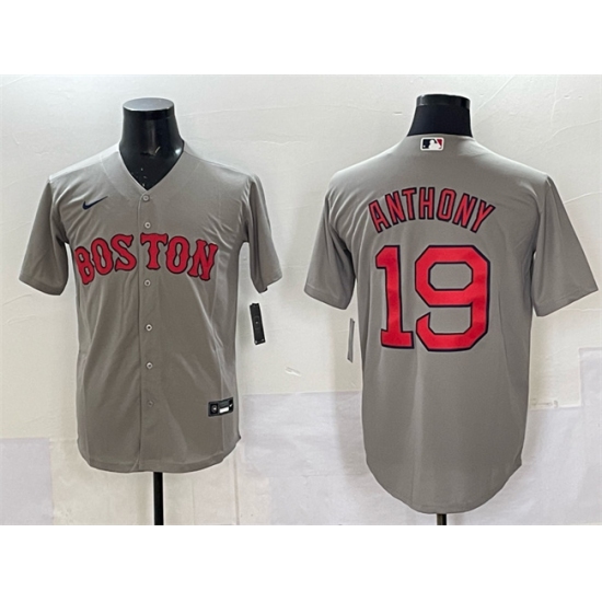 Men's Boston Red Sox #19 Roman Anthony Gray Cool Base Stitched Baseball Jersey - Ujersey