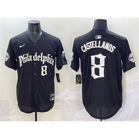 Men's Philadelphia Phillies #8 Nick Castellanos Black Gothic Vapor Limited Stitched Jersey - Ujersey