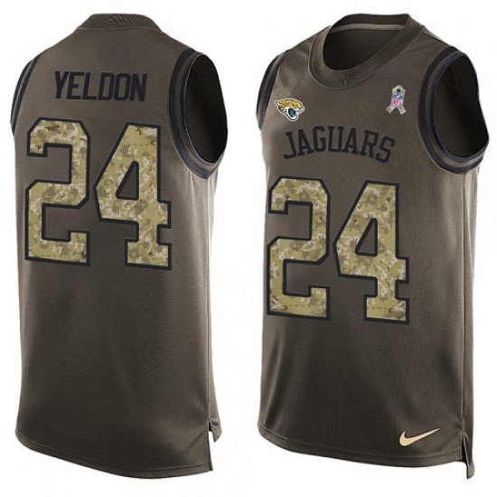 Men's Nike Jacksonville Jaguars #24 T.J. Yeldon Limited Green Salute to Service Tank Top NFL Jersey