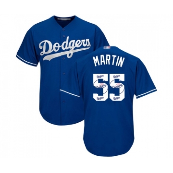 Men's Los Angeles Dodgers #55 Russell Martin Authentic Royal Blue Team Logo Fashion Cool Base Baseball Jersey - Ujersey