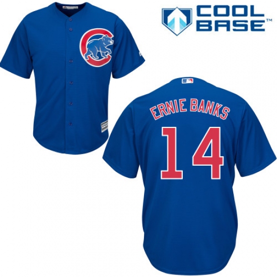 Men's Majestic Chicago Cubs #14 Ernie Banks Replica Royal Blue Alternate Cool Base MLB Jersey - Ujersey