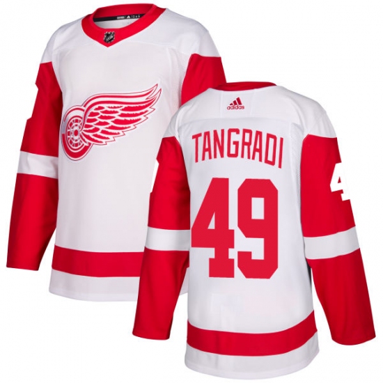 Men's Adidas Detroit Red Wings #49 Eric Tangradi Authentic White Away NHL Jersey - Ujersey