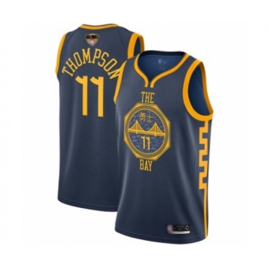 Men's Golden State Warriors #11 Klay Thompson Swingman Navy Blue Basketball 2019 Basketball Finals Bound Jersey - City Edition - Ujersey