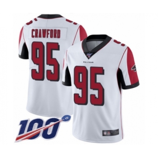 Men's Atlanta Falcons #95 Jack Crawford White Vapor Untouchable Limited Player 100th Season Football Jersey - Ujersey