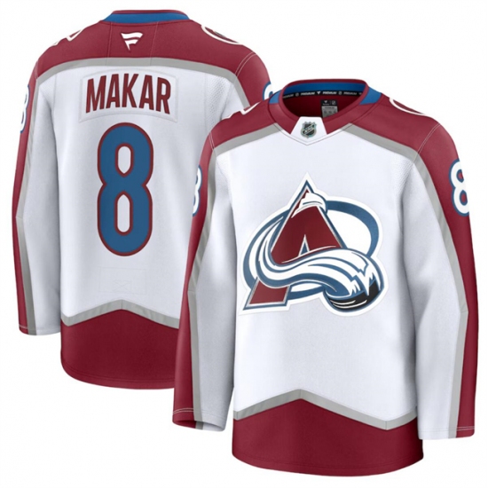 Men's Colorado Avalanche #8 Cale Makar White 2024-25 Away Stitched Jersey - Ujersey