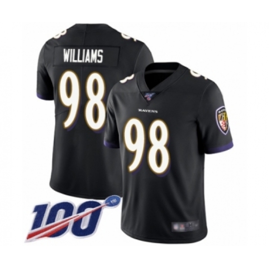 Men's Baltimore Ravens #98 Brandon Williams Black Alternate Vapor Untouchable Limited Player 100th Season Football Jersey - Ujersey