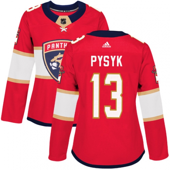 Women's Adidas Florida Panthers #13 Mark Pysyk Authentic Red Home NHL Jersey - Ujersey