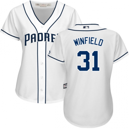 Women's Majestic San Diego Padres #31 Dave Winfield Replica White Home Cool Base MLB Jersey - Ujersey