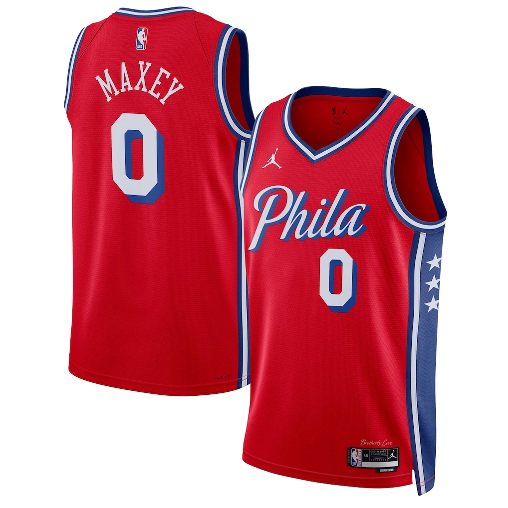Unisex Philadelphia 76ers Tyrese Maxey Jordan Brand Red Swingman Jersey - Statement Edition - Ujersey Shop