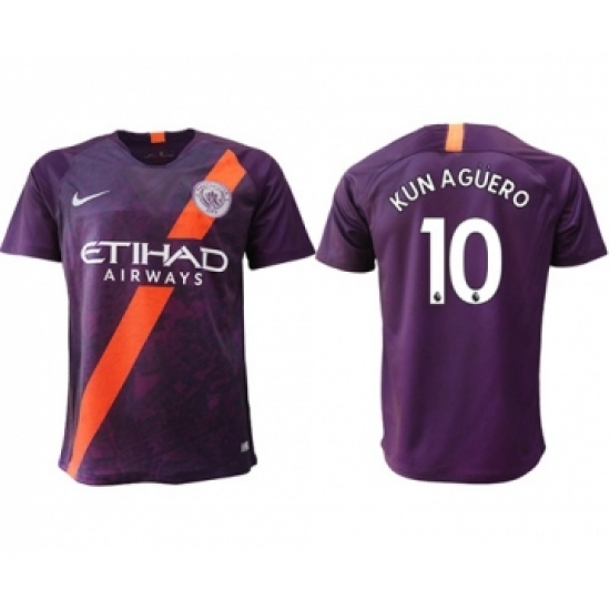 Manchester City #10 Kun Aguero Third Soccer Club Jersey