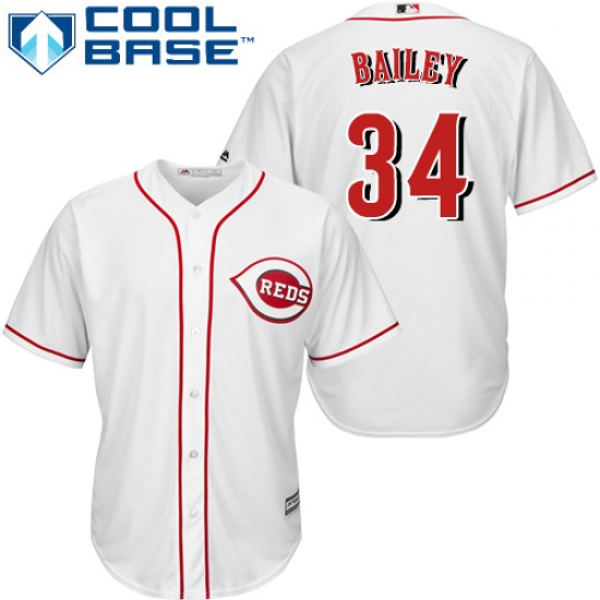 Men's Majestic Cincinnati Reds #34 Homer Bailey Replica White Home Cool Base MLB Jersey - Ujersey