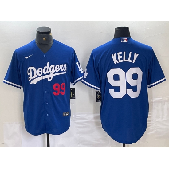 Men's Los Angeles Dodgers #99 Joe Kelly Number Blue Stitched Cool Base Nike Jerseys - Ujersey