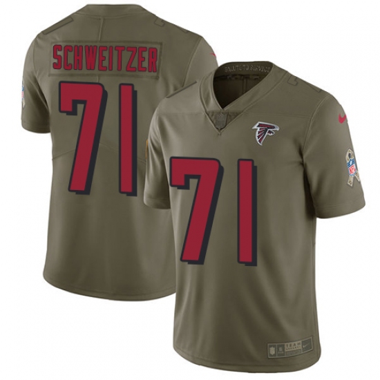 Youth Nike Atlanta Falcons #71 Wes Schweitzer Limited Olive 2017 Salute to Service NFL Jersey - Ujersey