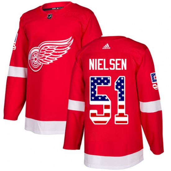 Men's Adidas Detroit Red Wings #51 Frans Nielsen Authentic Red USA Flag Fashion NHL Jersey - Ujersey