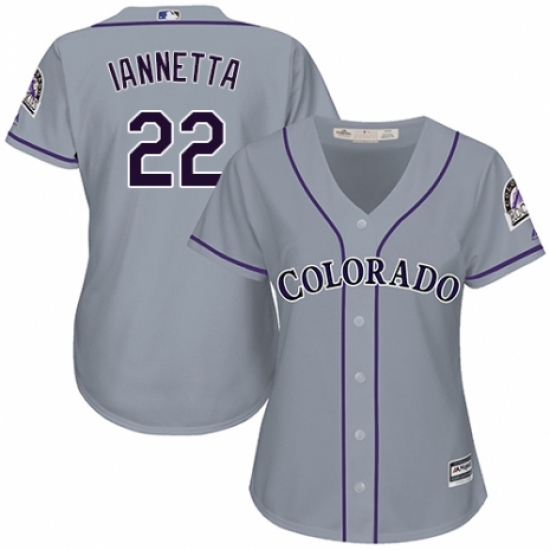 Women's Majestic Colorado Rockies #22 Chris Iannetta Authentic Grey Road Cool Base MLB Jersey - Ujersey