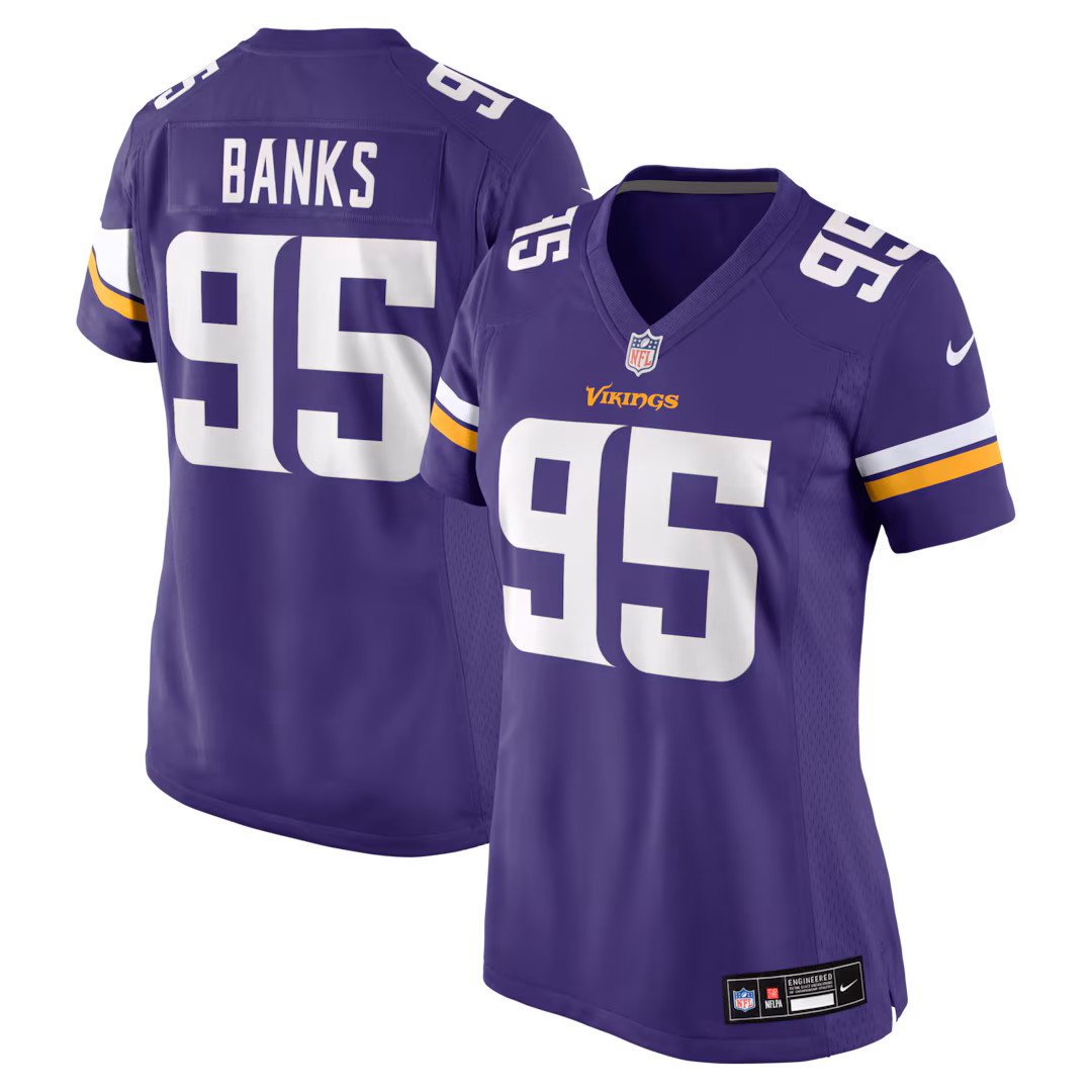 Women's Minnesota Vikings Caleb Banks Nike Purple Team Game Jersey