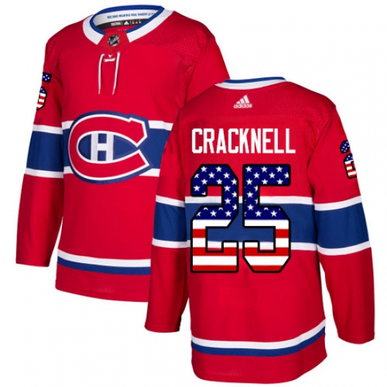Youth Adidas Montreal Canadiens #25 Adam Cracknell Authentic Red USA Flag Fashion NHL Jersey - Ujersey