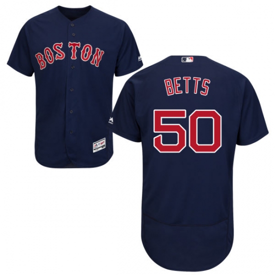 Men's Majestic Boston Red Sox #50 Mookie Betts Navy Blue Alternate Flex Base Authentic Collection MLB Jersey - Ujersey