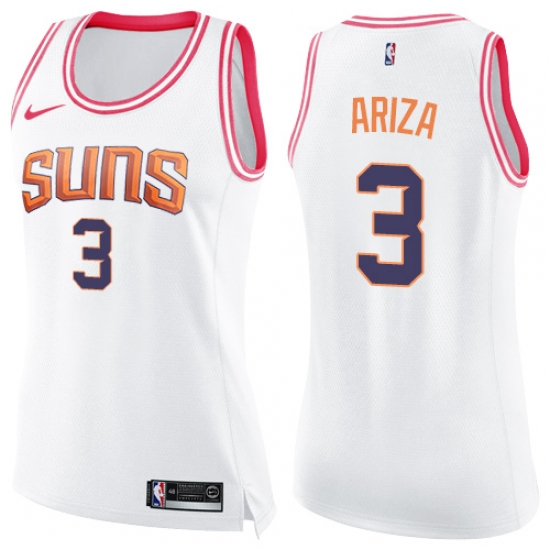 Women's Nike Phoenix Suns #3 Trevor Ariza Swingman White Pink Fashion NBA Jersey - Ujersey