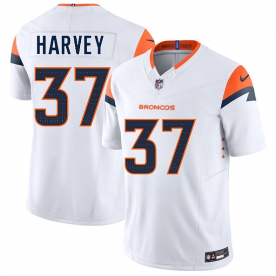 Men's Denver Broncos #37 RJ Harvey White 2025 Draft F.U.S.E. Vapor Limited Football Stitched Jersey - Ujersey