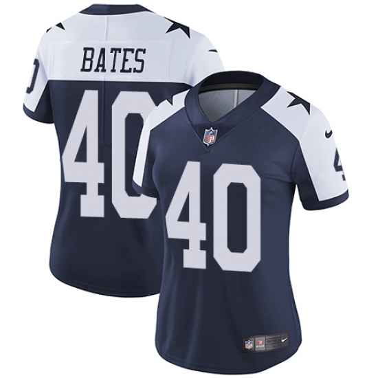 Women's Nike Dallas Cowboys #40 Bill Bates Navy Blue Throwback Alternate Vapor Untouchable Limited Player NFL Jersey - Ujersey