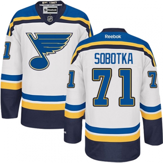 Men's Reebok St. Louis Blues #71 Vladimir Sobotka Authentic White Away NHL Jersey - Ujersey