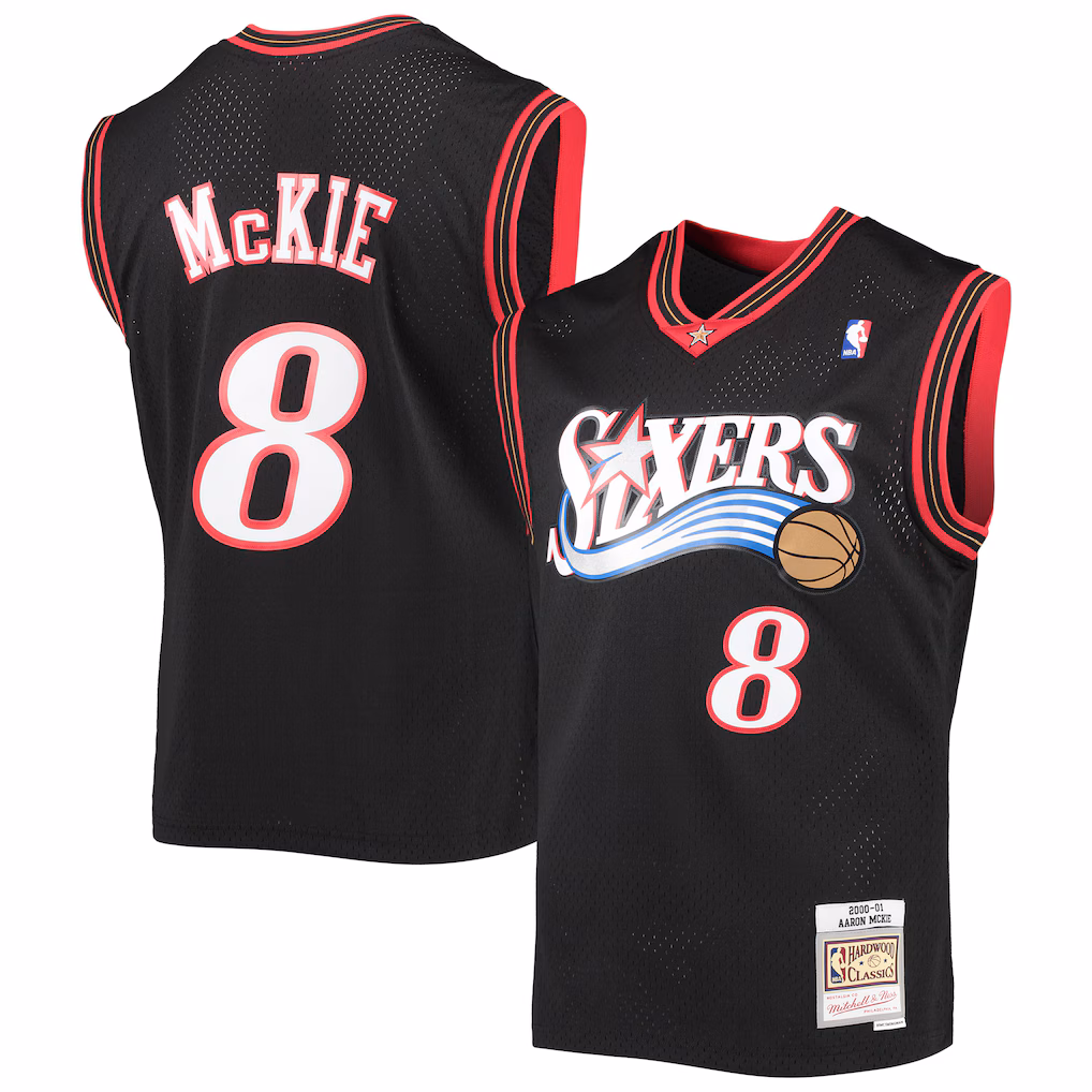 Men's Philadelphia 76ers Aaron McKie Mitchell & Ness Black Hardwood Classics Swingman Jersey - ujerseystore