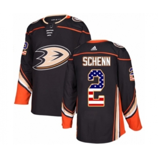 Men's Adidas Anaheim Ducks #2 Luke Schenn Authentic Black USA Flag Fashion NHL Jersey - Ujersey