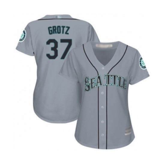 Women's Seattle Mariners #37 Zac Grotz Authentic Grey Road Cool Base Baseball Player Jersey - Ujersey