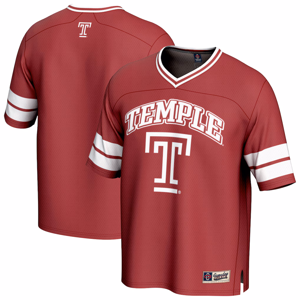 Men's GameDay Greats Red Temple Owls Football Jersey - Ujersey Shop