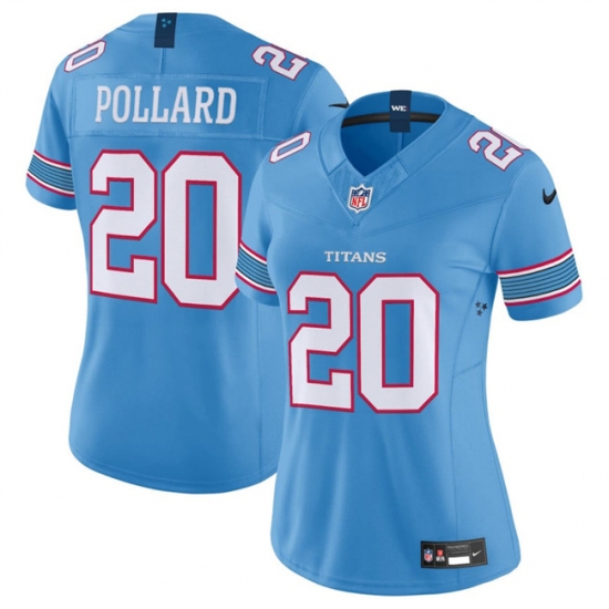 Women's Tennessee Titans #20 Tony Pollard Light Blue 2026 F.U.S.E. Vapor Limited Stitched Football Jersey(Run Small) - Ujersey