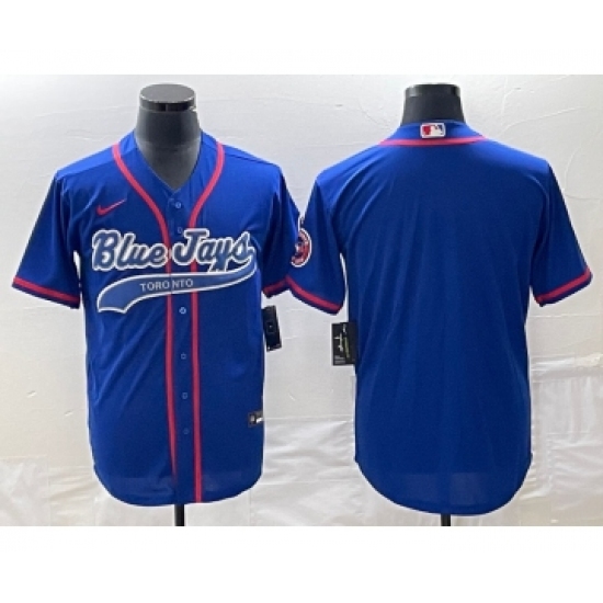 Men's Toronto Blue Jays Blank Blue Cool Base Stitched Baseball Jersey - Ujersey