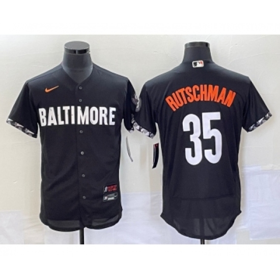Men's Baltimore Orioles #35 Adley Rutschman Black 2023 City Connect Flex Base Stitched Jersey 1 - Ujersey
