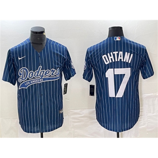 Men's Los Angeles Dodgers #17 Shohei Ohtani Navy Cool Base Stitched Baseball Jersey - Ujersey