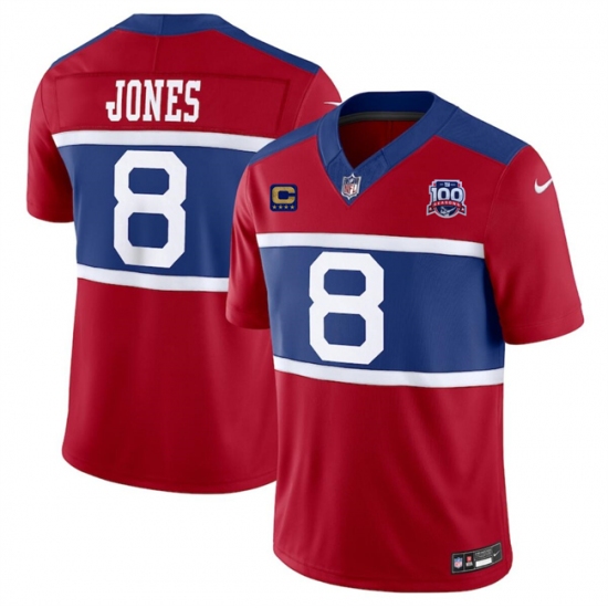 Men's New York Giants #8 Daniel Jones Red 2024 F.U.S.E. Alternate With 4-Star C 100TH Season Vapor Untouchable Limited Stitched Jersey - Ujersey