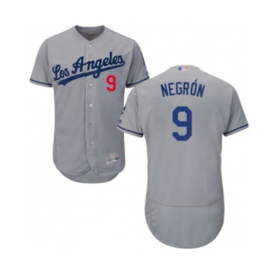 Men's Los Angeles Dodgers #9 Kristopher Negron Grey Road Flex Base Authentic Collection Baseball Player Jersey - Ujersey