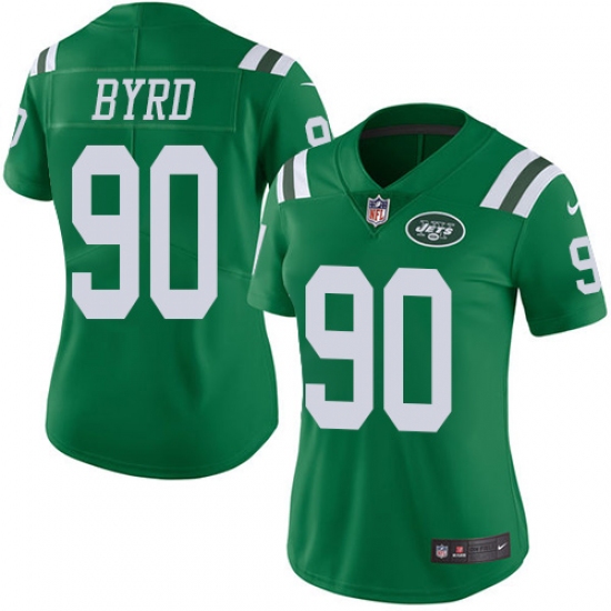 Women's Nike New York Jets #90 Dennis Byrd Limited Green Rush Vapor Untouchable NFL Jersey - Ujersey