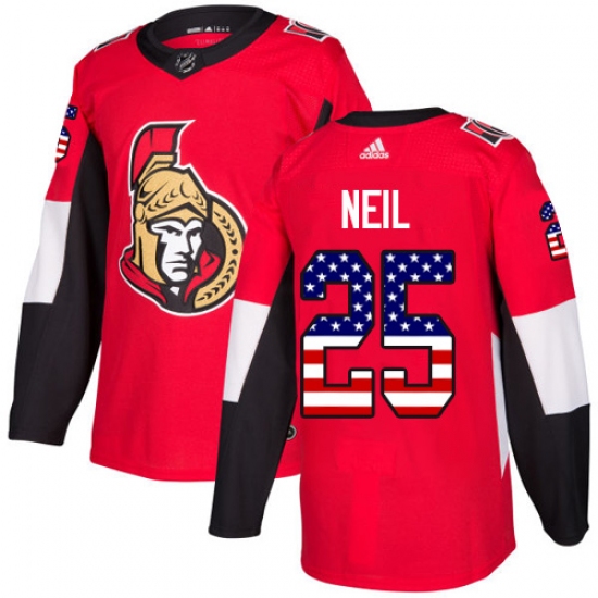 Men's Adidas Ottawa Senators #25 Chris Neil Authentic Red USA Flag Fashion NHL Jersey - Ujersey
