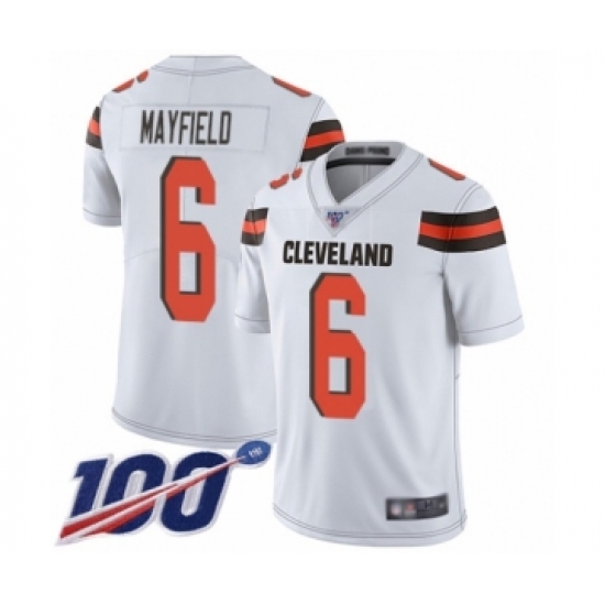 Youth Cleveland Browns #6 Baker Mayfield White 100th Season Vapor Untouchable Limited Player Football Jersey - Ujersey