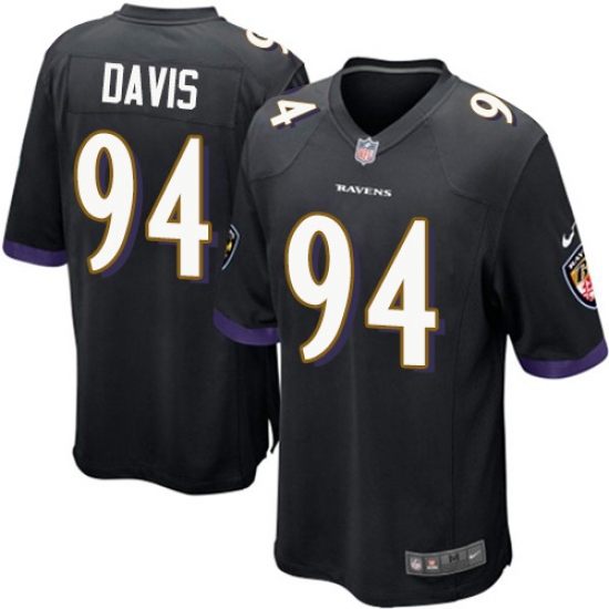 Men's Nike Baltimore Ravens #94 Carl Davis Game Black Alternate NFL Jersey - Ujersey
