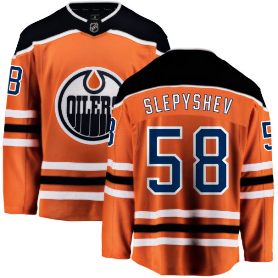 Youth Edmonton Oilers #58 Anton Slepyshev Fanatics Branded Orange Home Breakaway NHL Jersey - Ujersey