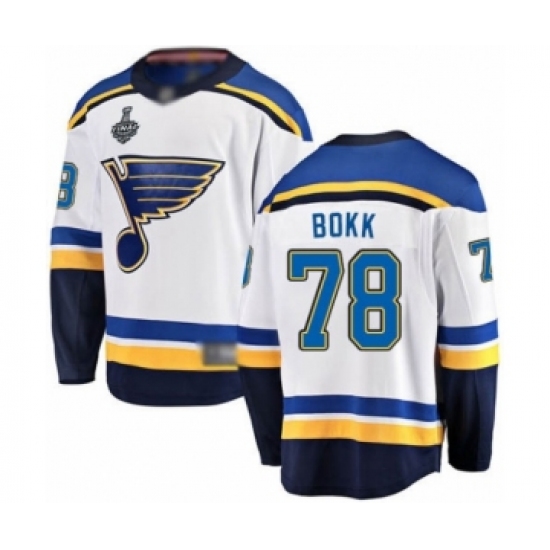 Men's St. Louis Blues #78 Dominik Bokk Fanatics Branded White Away Breakaway 2019 Stanley Cup Final Bound Hockey Jersey - Ujersey